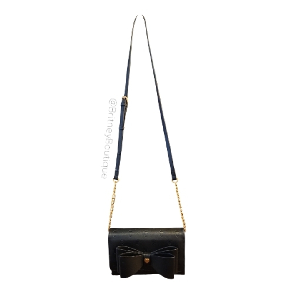 Betsey Johnson SKULLICIOUS Black Bow Crossbody - Picture 2 of 7